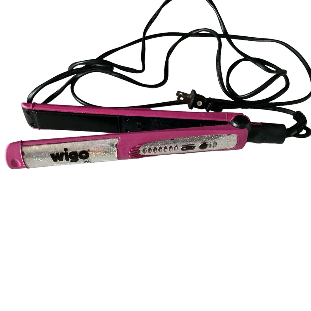 Wigo Europe ceramic tourmaline hair straightener iron 1” pink and silver